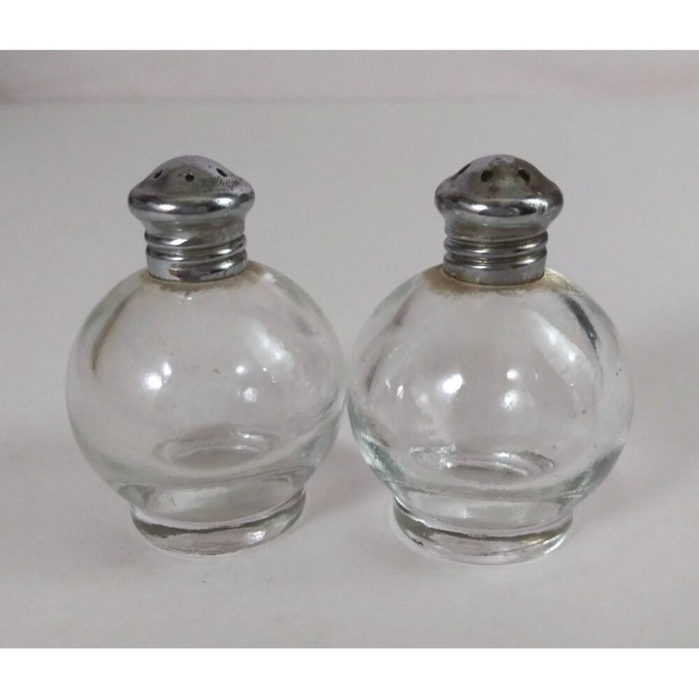 Vintage Irice Mini Round Glass Salt & Pepper Shakers